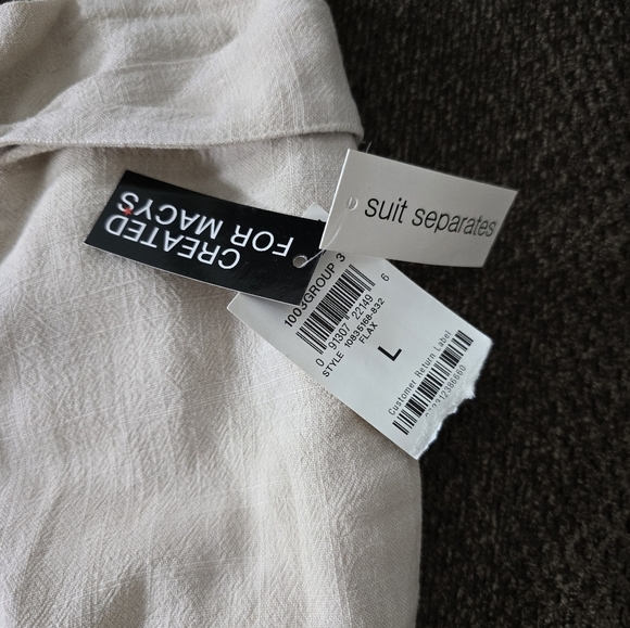 Bar III Pants Women Sz L Nude High Rise Linen Blend Belted Ankle Neutral… - Picture 5 of 11